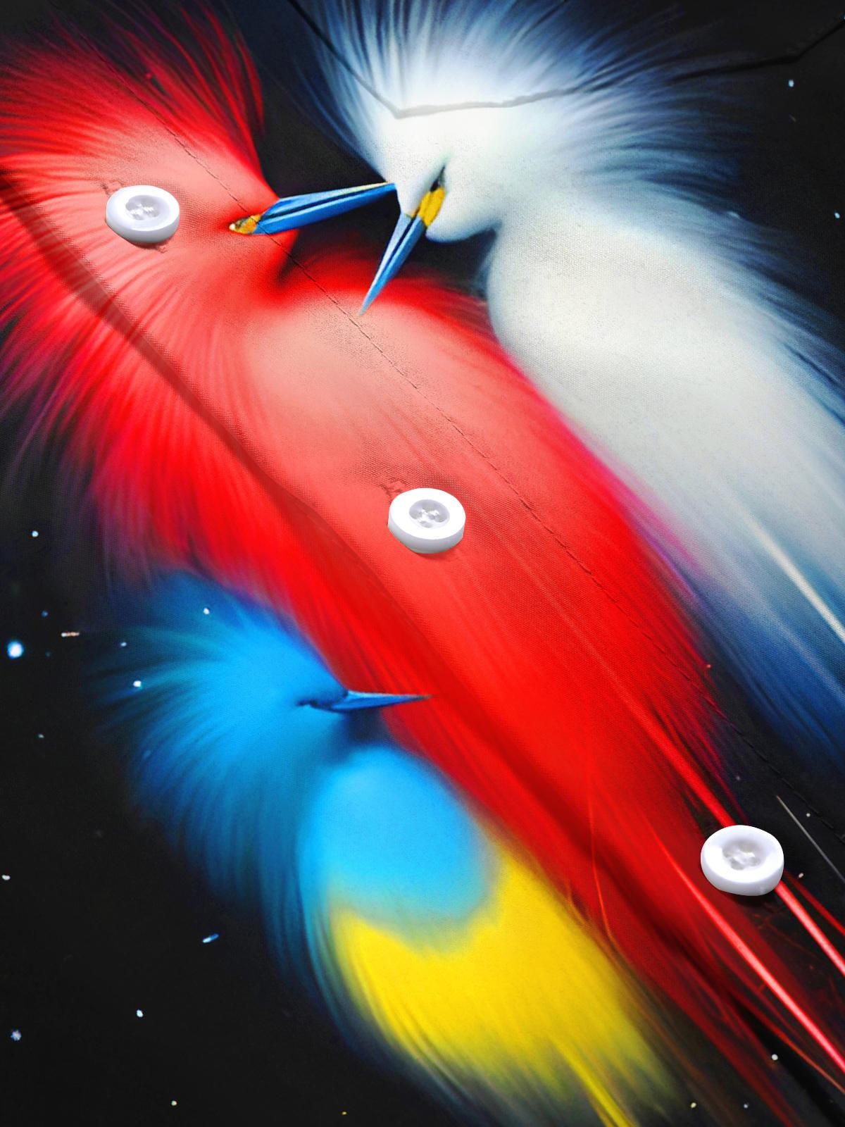 Fun Art Colorful Egret Birds Men's Pocket Short Sleeve Shirts