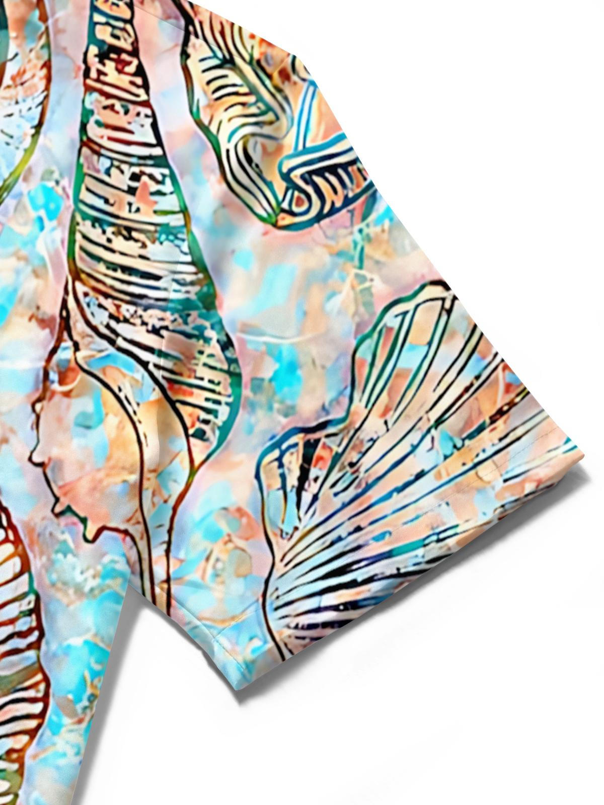 Shell Print Men's Pocket Short Sleeve Shirts