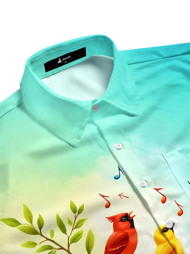 men's guitar print shirt side view