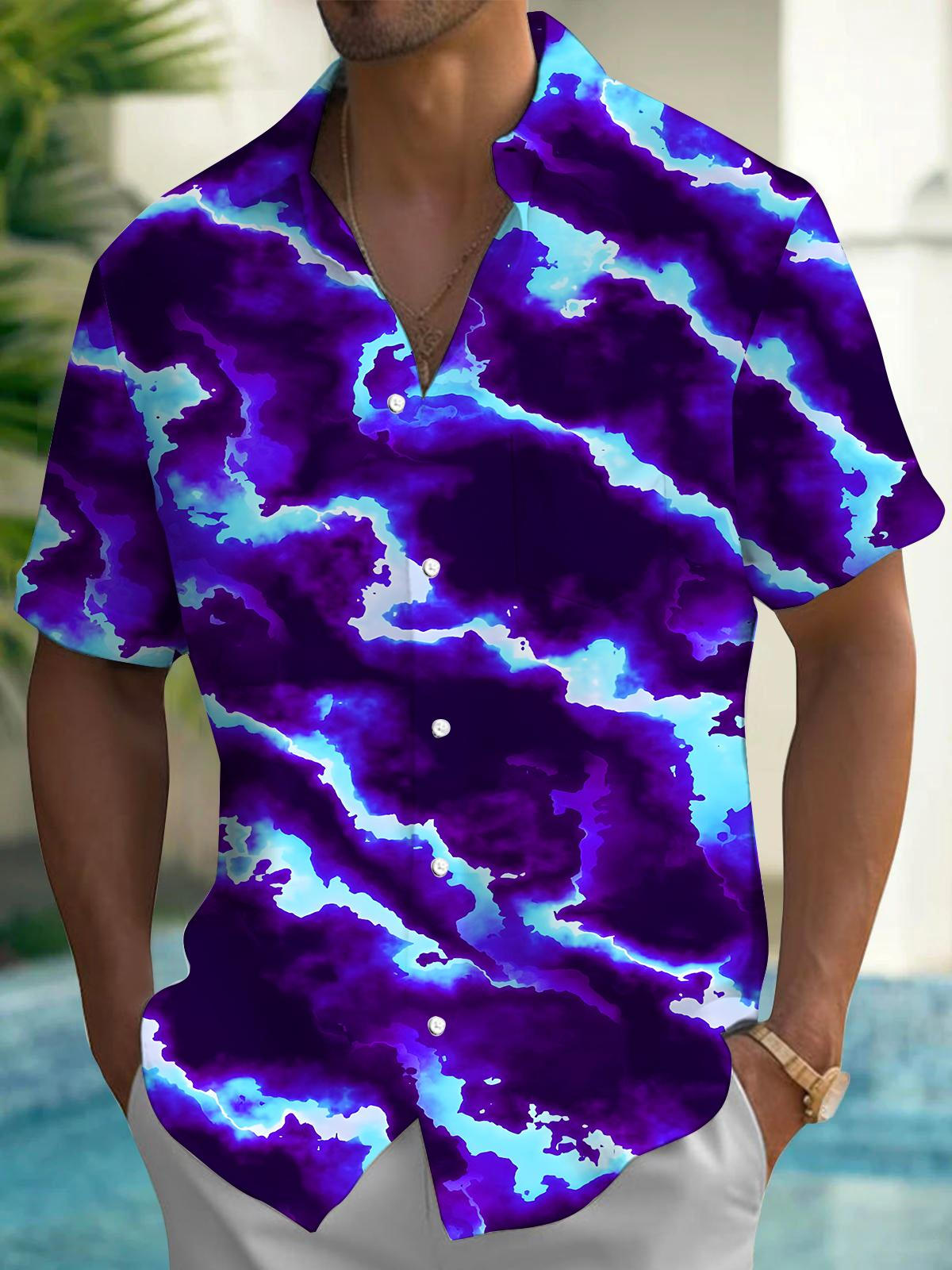 Abstract Men's Pocket Short Sleeve Shirts