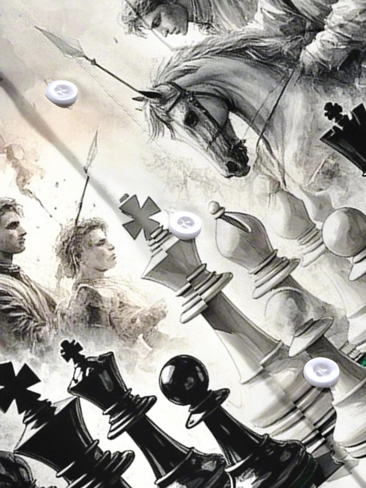 Chess Art Print Men's Pocket Short Sleeve Shirts