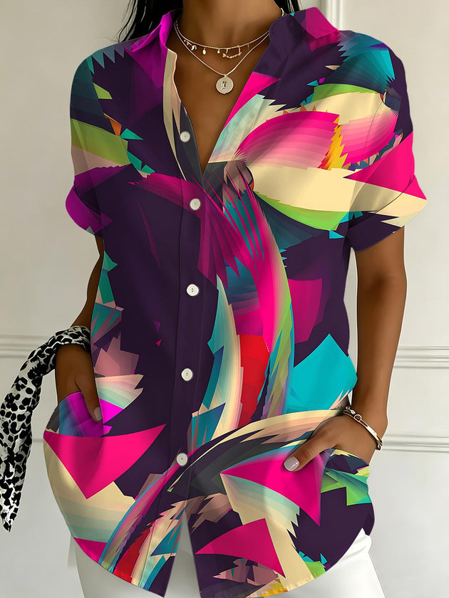 Abstract Women's Short Sleeve Shirts