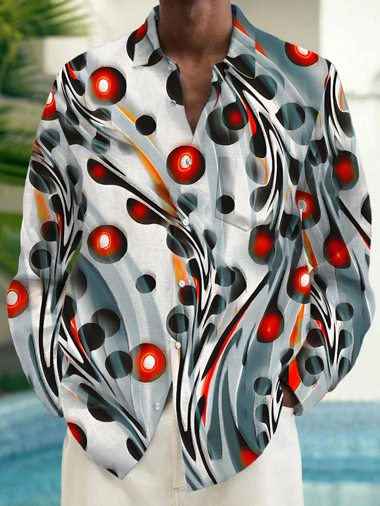 Men's abstract print long sleeve shirt front view