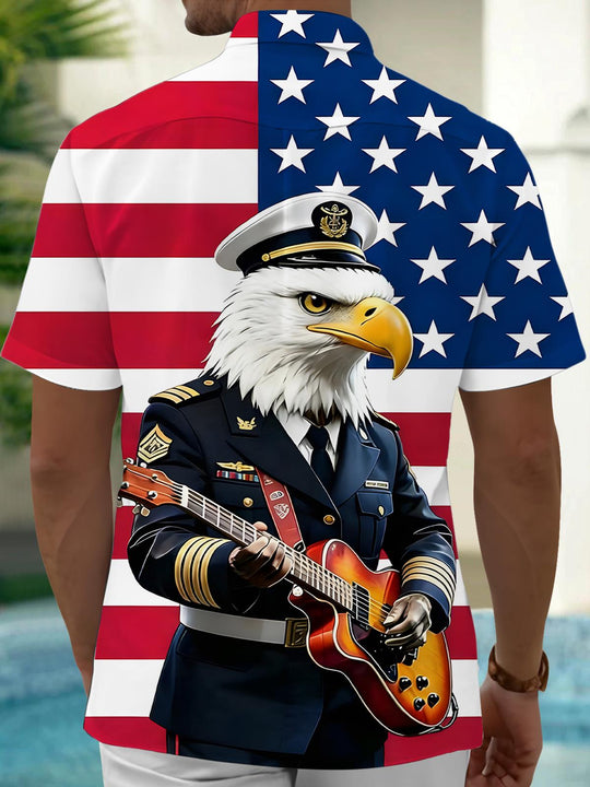 men's music print shirt back view