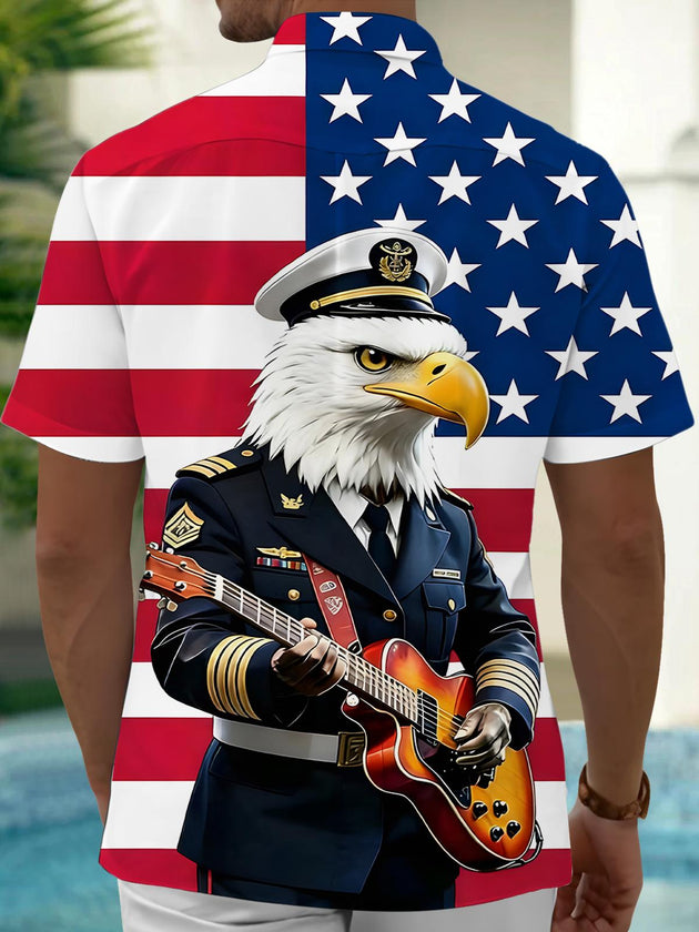 men's music print shirt back view