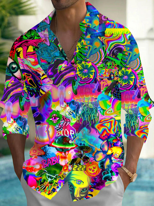 men's abstract print shirt front view