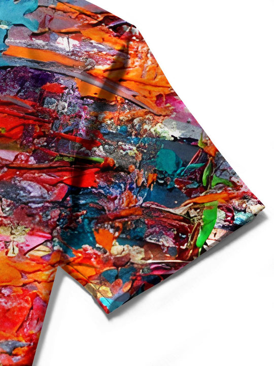 men's tie dye shirt close-up short sleeve
