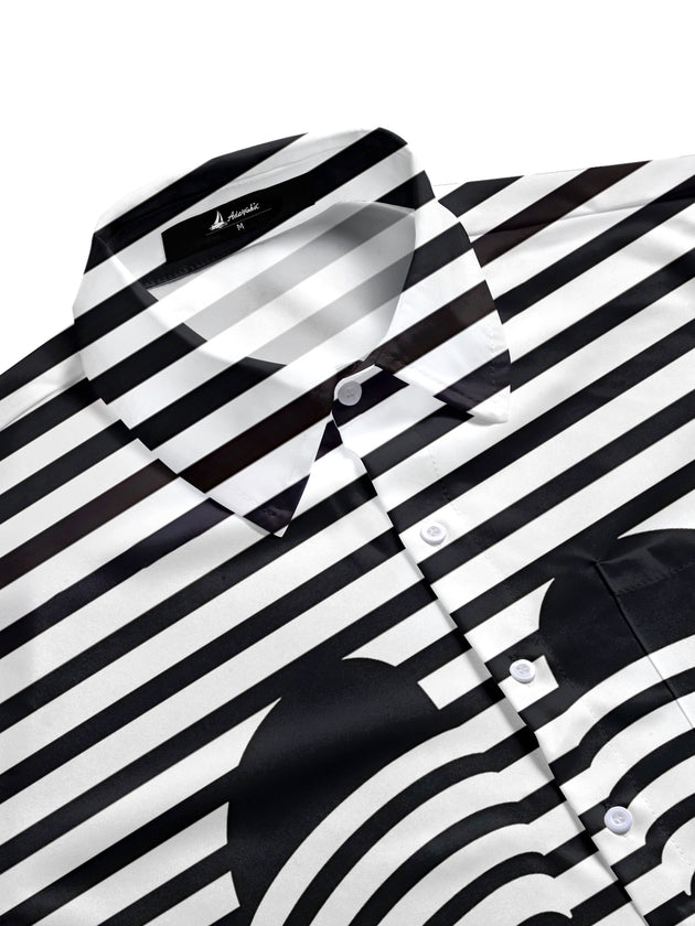 Striped Slipper Print Men's Pocket Short Sleeve Shirts