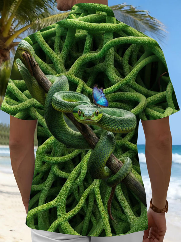 men's reptile print shirt back view