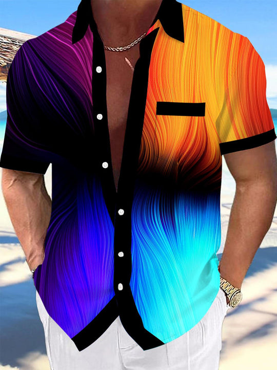 men abstract print short sleeve shirt front view