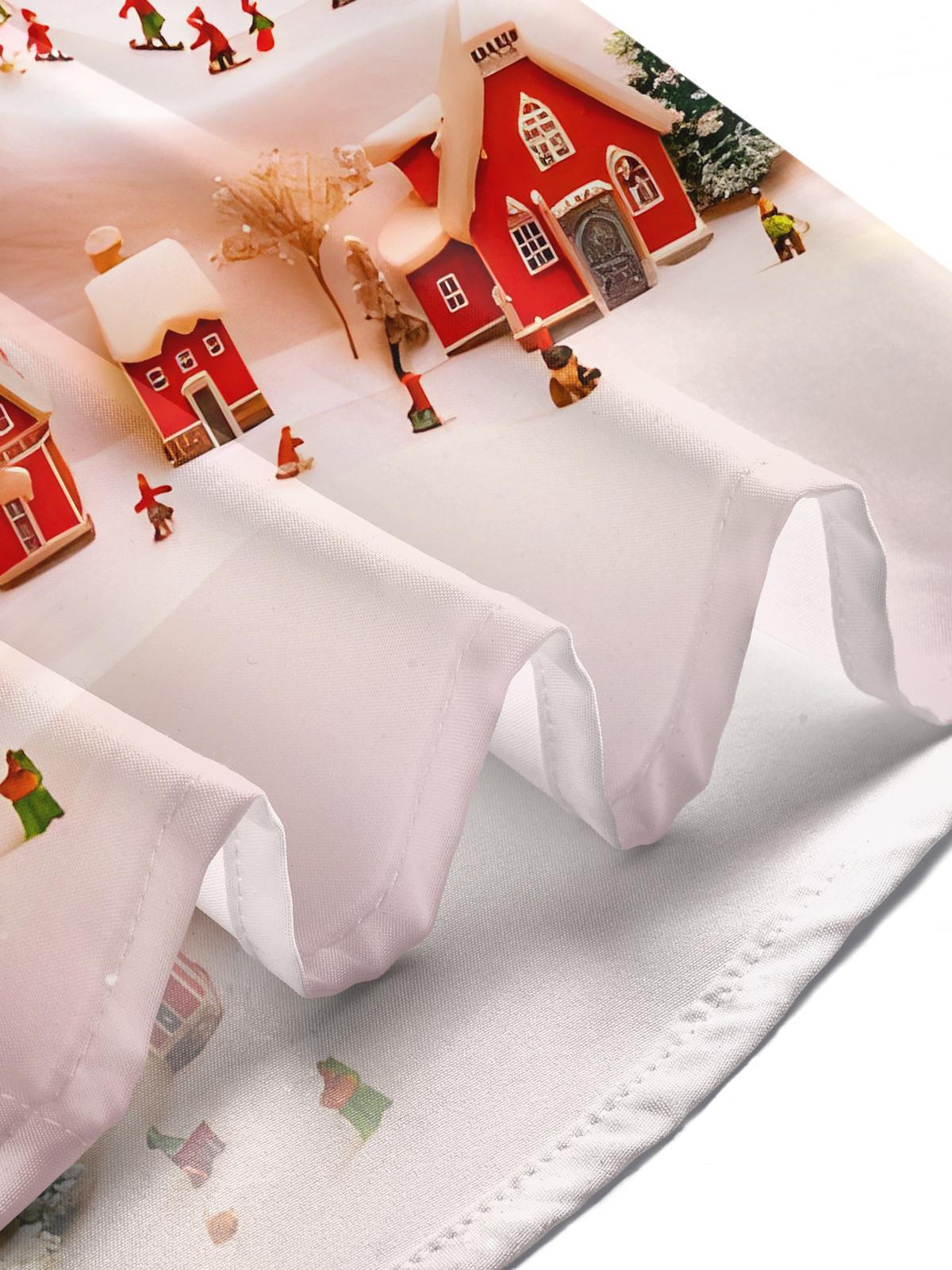 Winter Snow Holiday Light Village Men's Pocket Long Sleeve Shirts