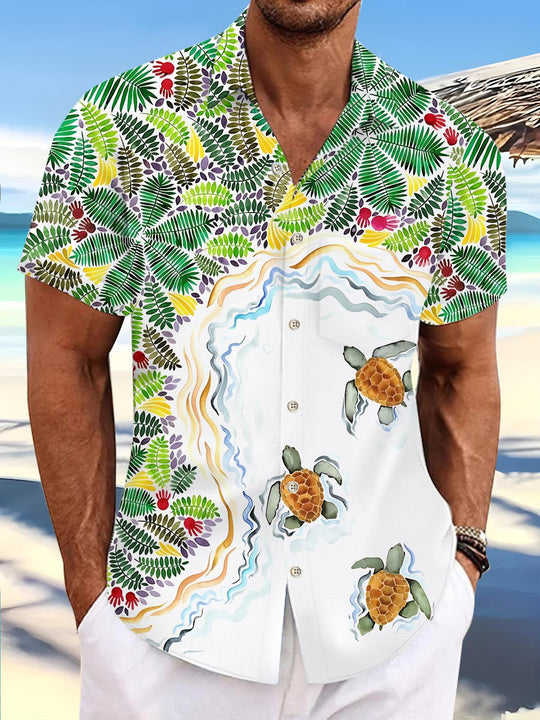 men's Hawaiian shirt front view tropical beach vacation