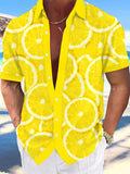 Lemon Print Men's Pocket Short Sleeve Shirts