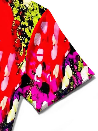 Colorful Abstract Splatter Tie-Dye Men's Pocket Short Sleeve Shirts