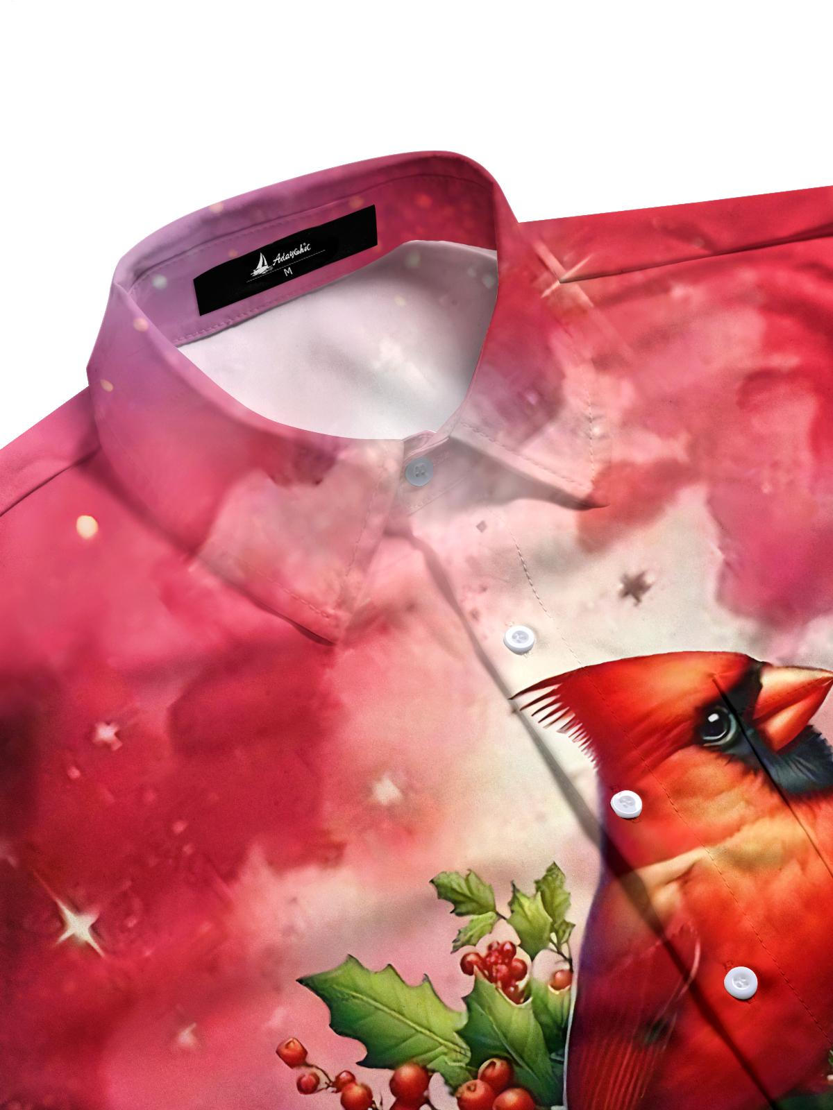 Cardinal Print Men's Pocket Short Sleeve Shirts