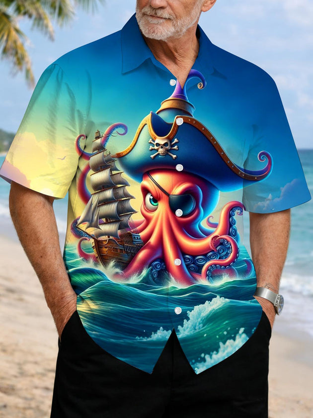 men's octopus print shirt front view