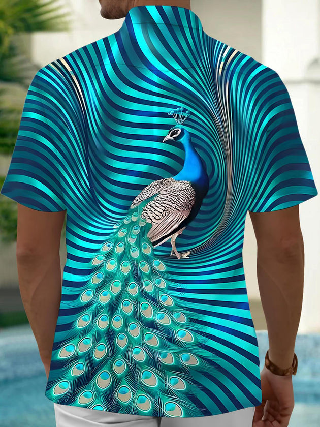 men's feather print shirt back view