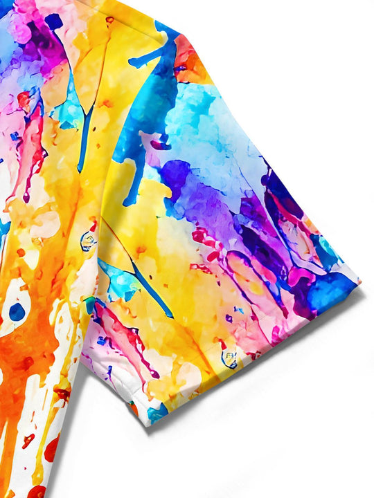 women's tie dye shirt close-up short sleeve