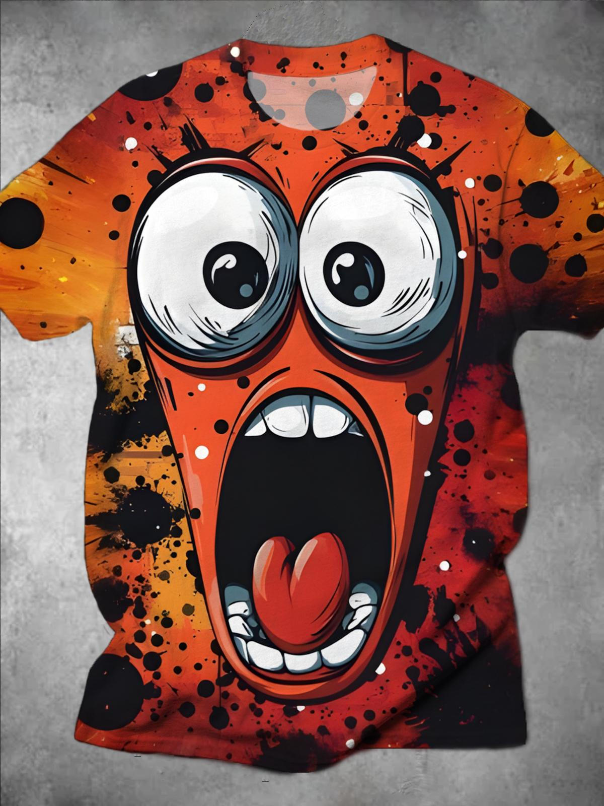 Fun Emoticon print Round Neck Short Sleeve Men's T-shirt