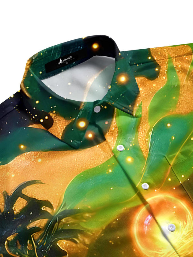 Men's aloha geometric print short sleeve shirt side view