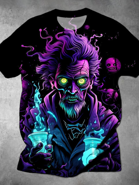 Men's dark short sleeve graphic t-shirt front view