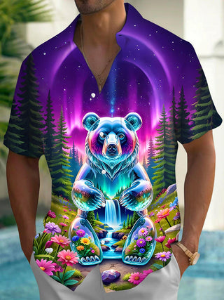 men's bear print shirt front view