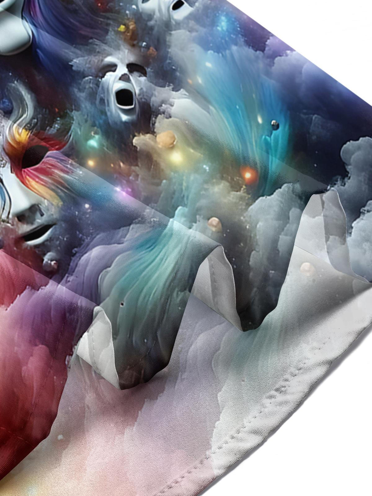 Abstract Human Face Print Men's Pocket Long Sleeve Shirts