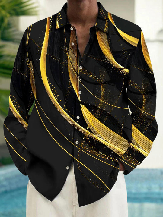 men's abstract print shirt front view