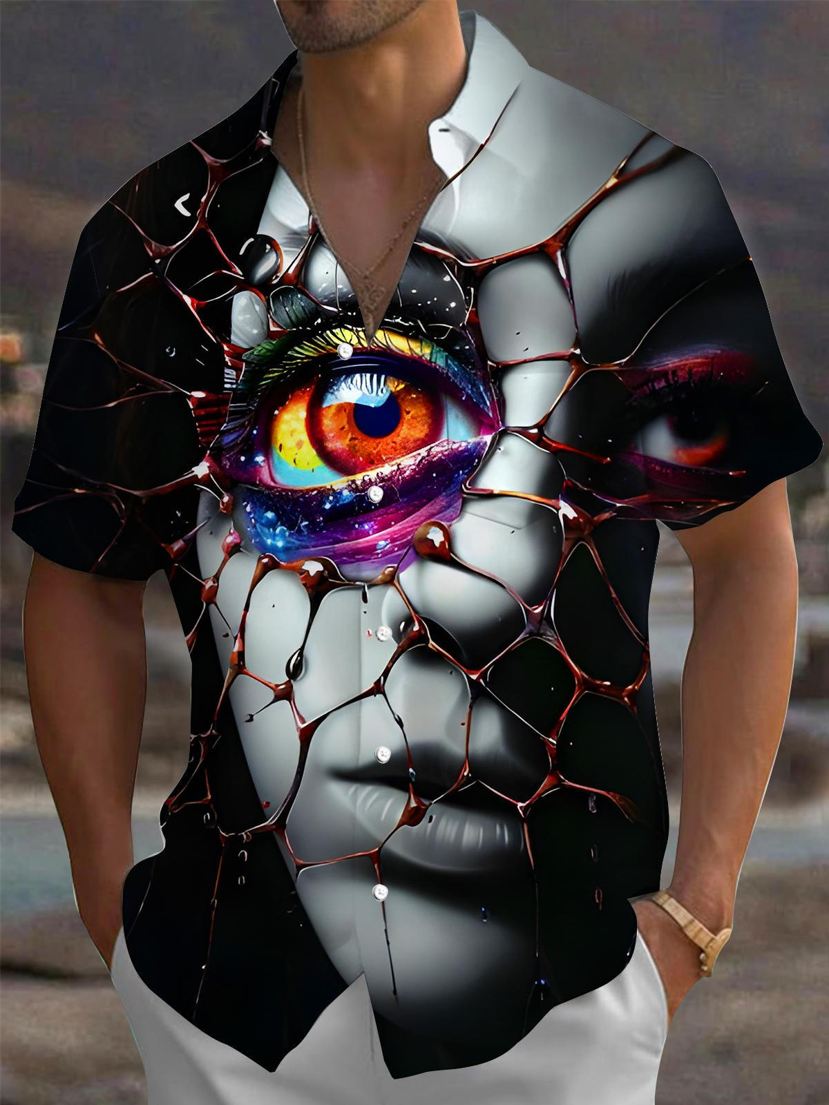 Dark Face Eyes Men's Pocket Short Sleeve Shirts