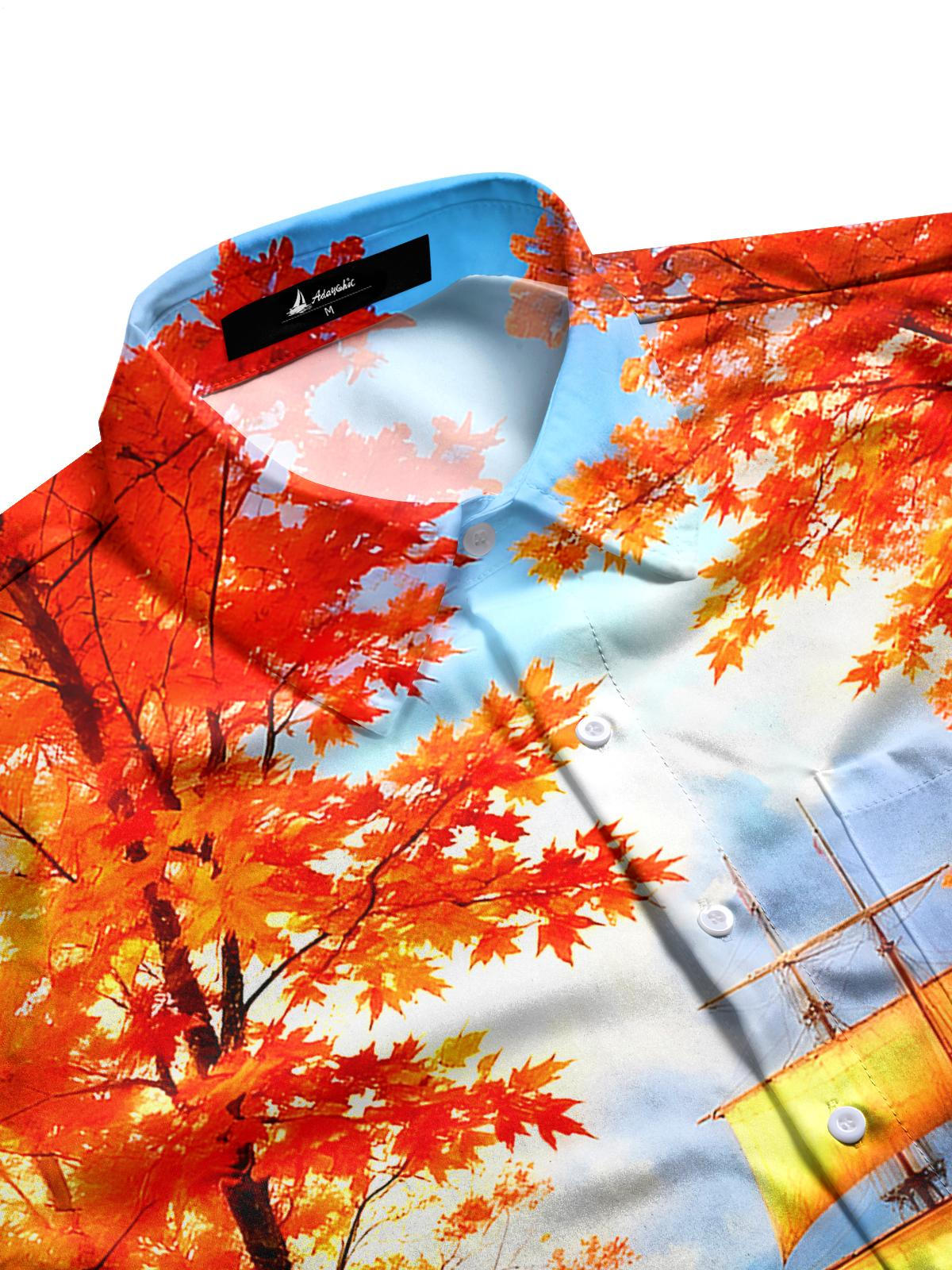 Maple Leaf Boat Men's Pocket Long Sleeve Shirts