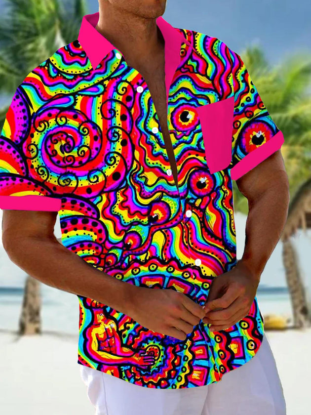Men's abstract print short sleeve shirt front view