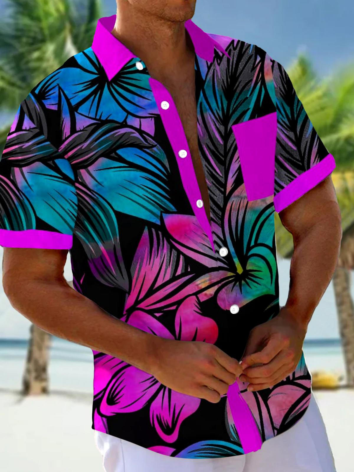 Hawaiian Short Sleeve Men's Shirts With Pocket