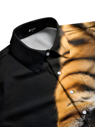 Men's animal paw print half sleeve shirt side view