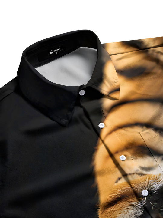 Men's animal paw print half sleeve shirt side view