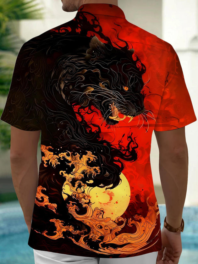 men's animal print shirt back view