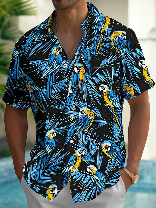 men's Hawaiian shirt front view tropical beach vacation