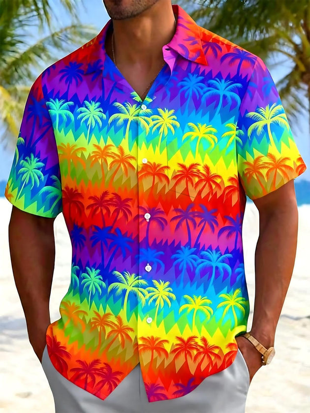 men's Hawaiian shirt front view tropical beach vacation