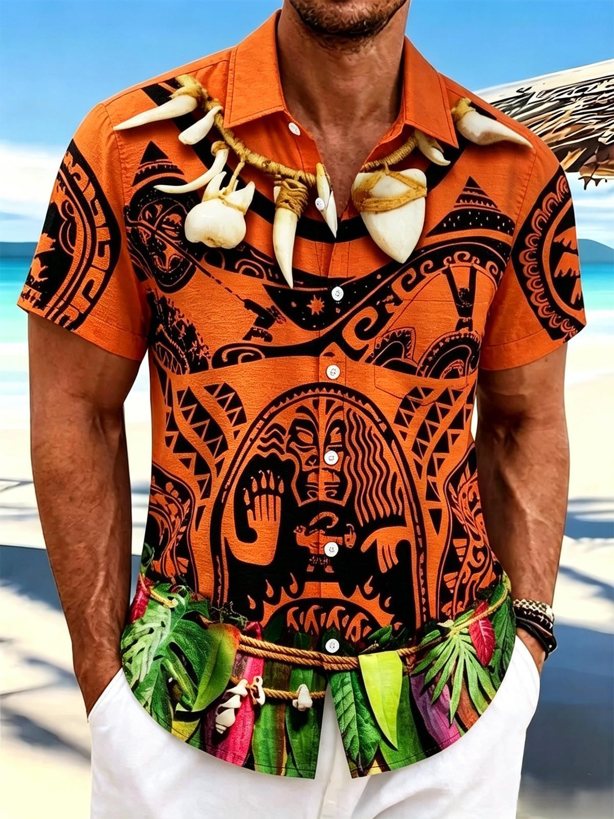 men's Hawaiian shirt front view tropical beach vacation
