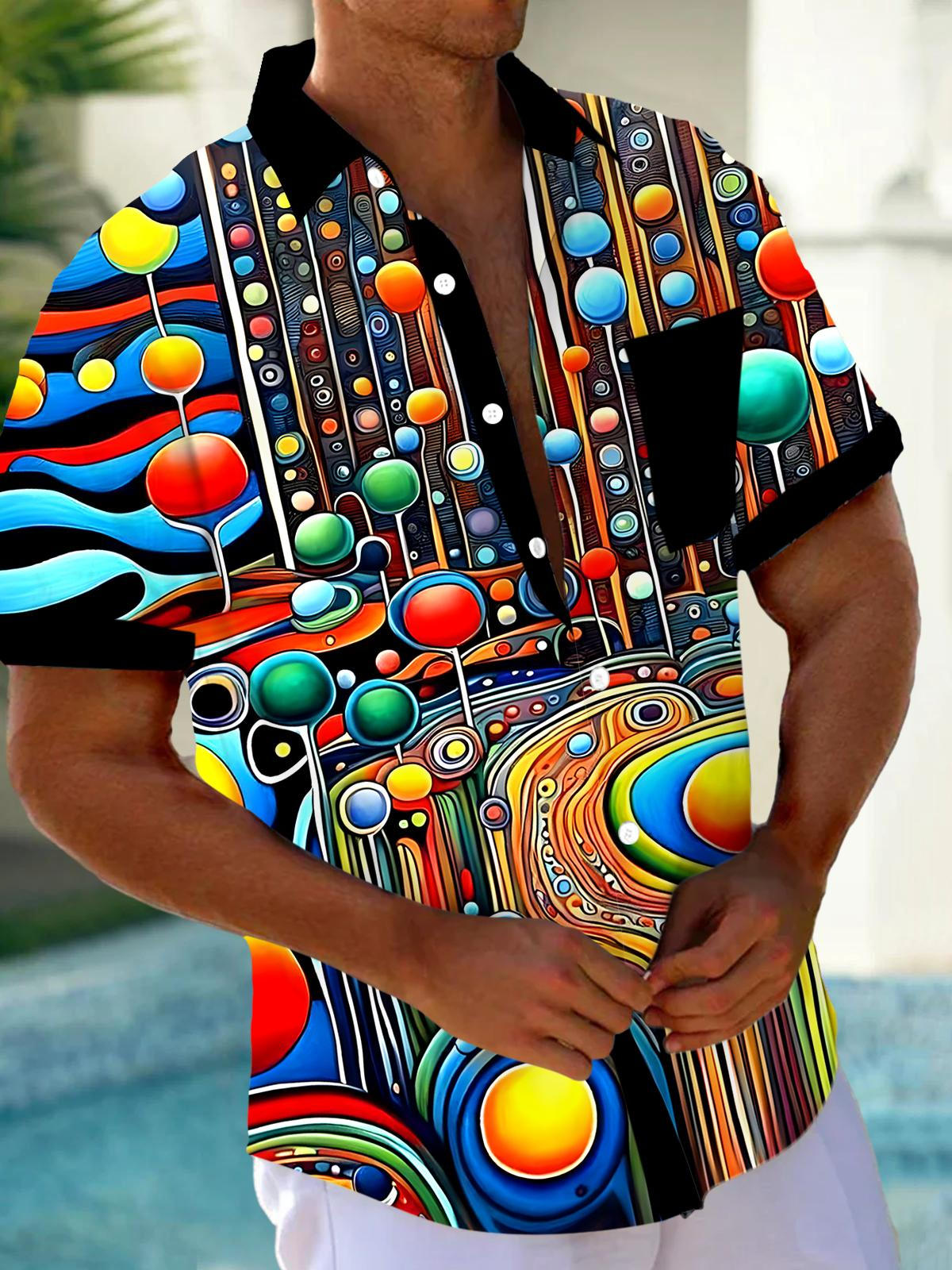 Geometry Men's Pocket Short Sleeve Shirts