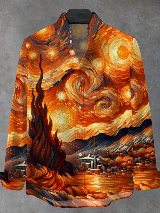men's art print shirt front view