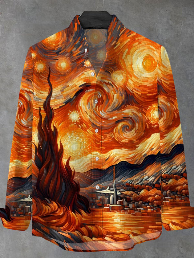 men's art print shirt front view