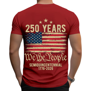 Men casual American flag print short sleeve graphic tee lifestyle front view for Independence Day view 26