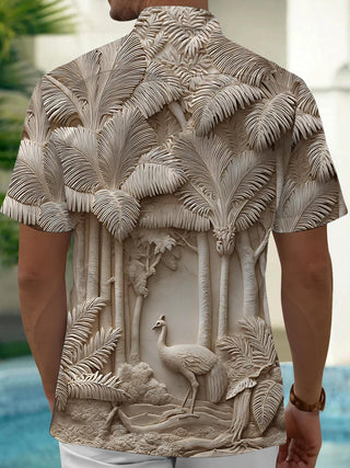 Men's art print short sleeve shirt back view