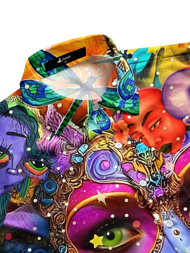 men's art print shirt side view