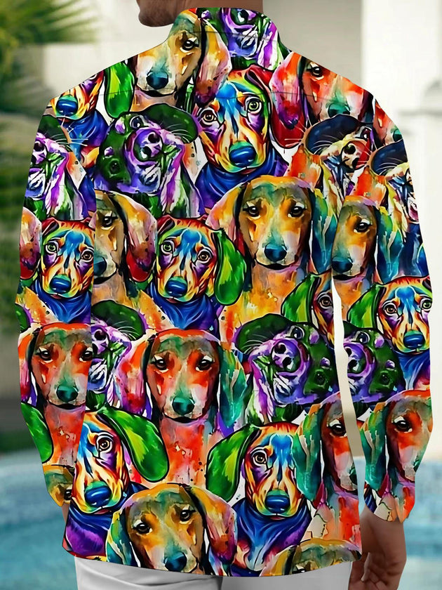 men's puppy pattern shirt back view