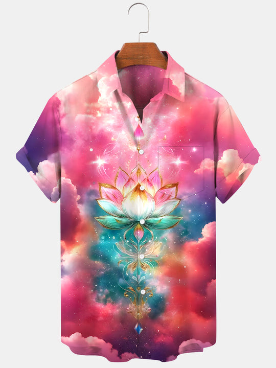 men's Hawaiian shirt front view tropical beach vacation