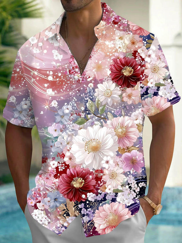 men's floral shirt front view
