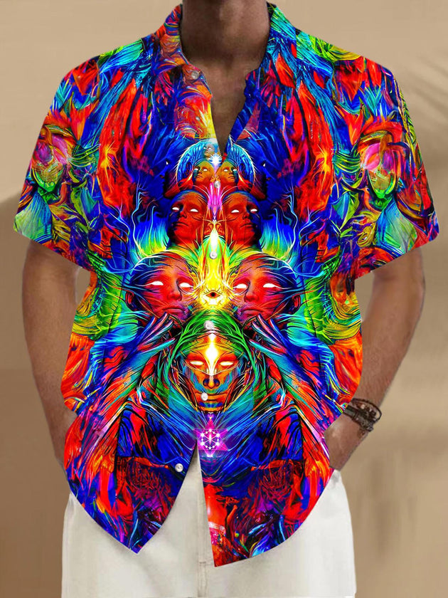 men's abstract print shirt front view