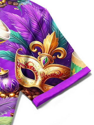 men's Mardi Gras shirt close-up short sleeve