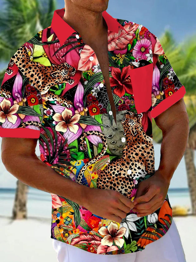 men's animal print shirt front view